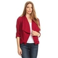 thumbnail image 5 of Women's Casual Fitted Blazer Draped Open Front with Ruched 3/4 Sleeves (S-3XL), 5 of 5
