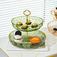 thumbnail image 3 of Soporte para tartas de 2 niveles, transparente, con asa, mesa desmontable para fruta Verde, 3 of 9