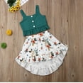 thumbnail image 4 of Mialoley 2 Pcs Girl's Suit, Solid Color Button Falbala Waistcoat, Irregular Floral Skirt, 4 of 7