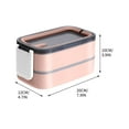 thumbnail image 2 of Double Layer Stainless Steel Insulated Lunch Box with 1400ML Capacity, Leak-Proof Sealed Design, Microwave Safe Bento Box with Divided Compartments for Work or Travel,YISHFHP,Pink, 2 of 8