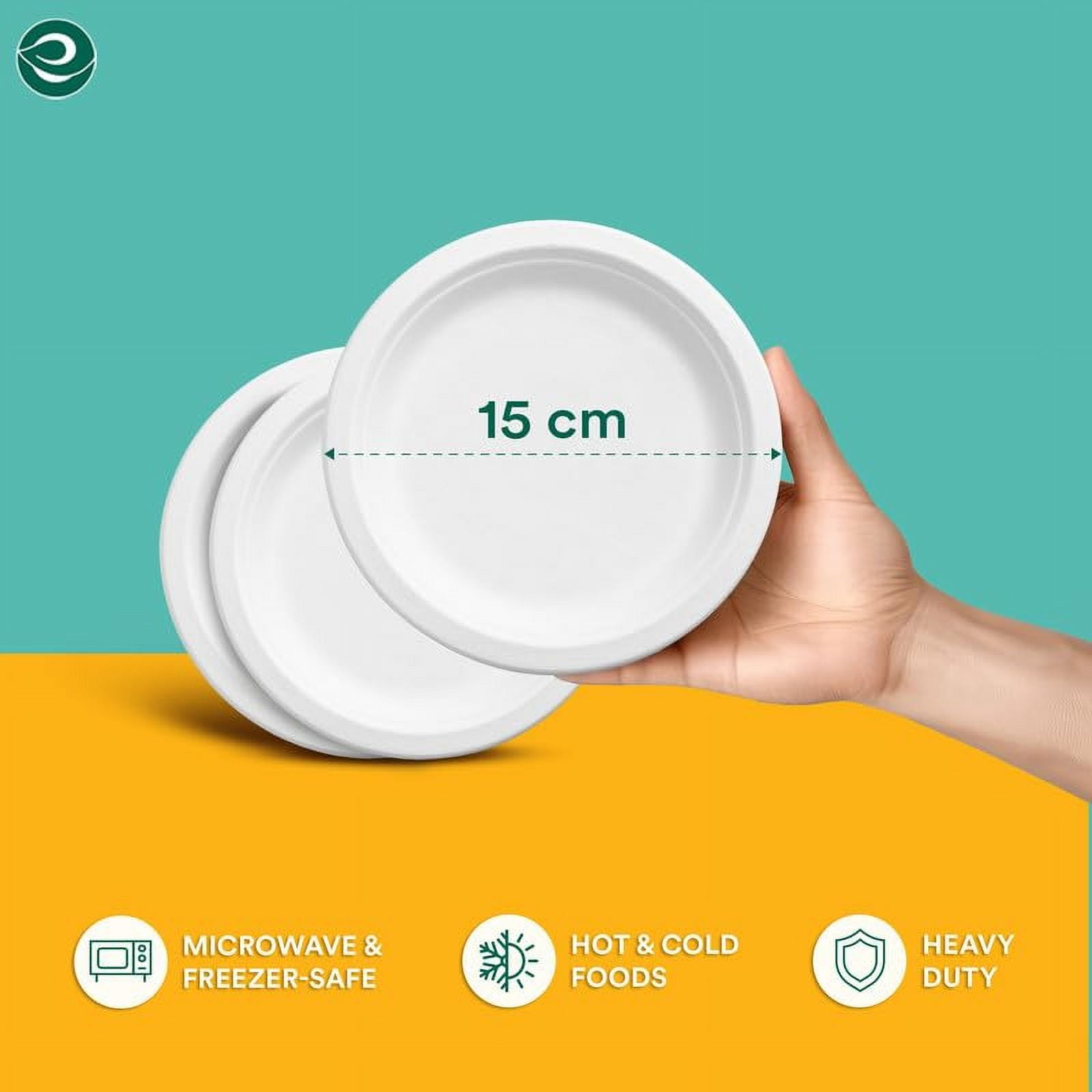 ECO SOUL Pearl White 6 Inch AFN1Small 200 [2x100 Pc] Paper Plates | 100% Compostable Disposable I Heavy Duty Eco-Friendly Appetizer Plates I Biodegradable Sugarcane Plates | to-Go Plates
