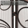 thumbnail image 5 of BOBOKY  3 - Panel 55 x 33 x 0.5 in Solid Wrought Iron See-Through Metal Fireplace Screen, Spark Guard Safety Protector w/Decorative Scroll,Copper, 5 of 8