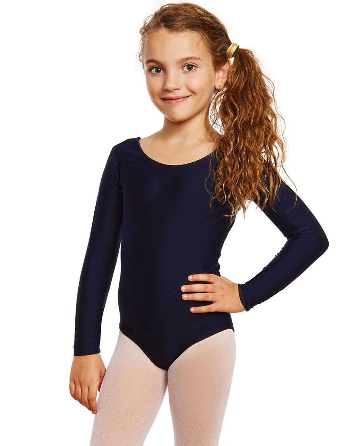 AGE 2-5 Long Sleeved Leotard NAVY BLUE Girls Dance Nylon Lycra Gymnastics Ballet