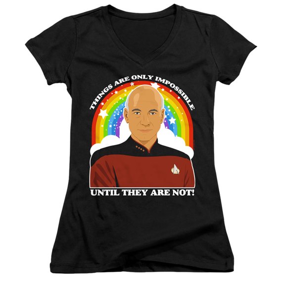 Star Trek The Next Generation Impossible Junior Women's V-Neck T-Shirt Black
