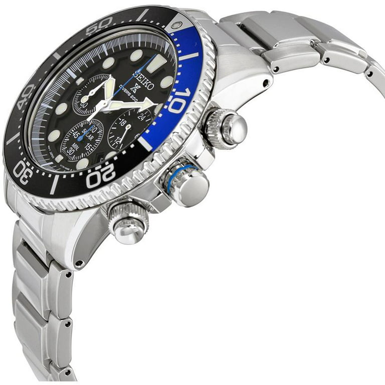 Seiko Men's Solar Diver Chronograph Stainless Watch - Silver Bracelet Multicolor Dial - SSC017 - Walmart.com