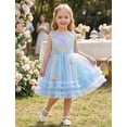 thumbnail image 7 of IBTOM CASTLE Toddler Flower Girl Dress Sequin Butterfly Princess Birthday Pageant Wedding Party Dresses V-Back Tulle Formal Gown 18-24 Months Rainbow Blue, 7 of 7