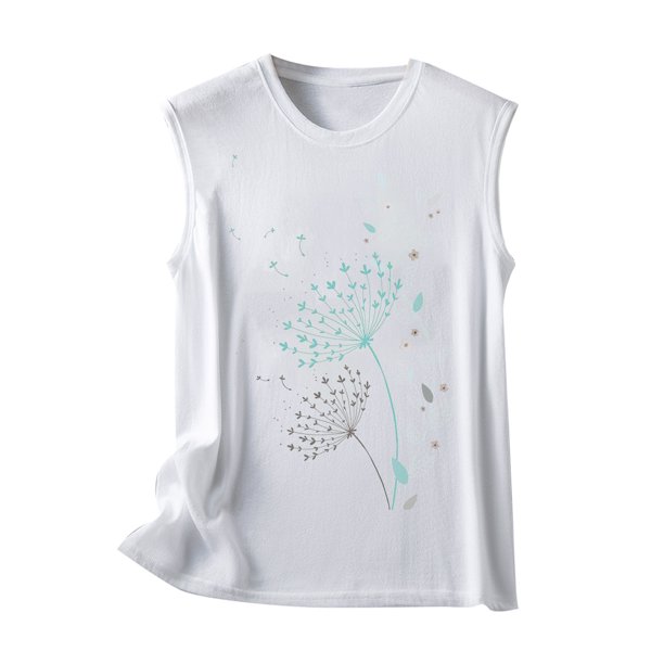 Tops estampados sin mangas con cuello redondo a la moda para mujer Fridja qr3234
