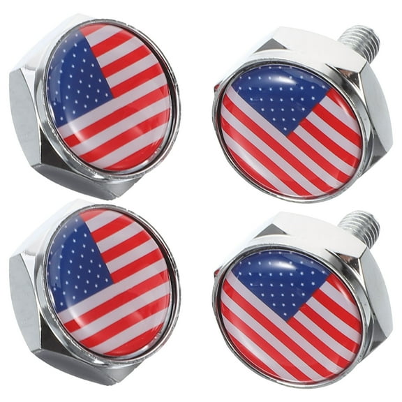FONDOTIN 4 Sets License Plate Security Screws Metal for Car Accessories with Multi Colored Design