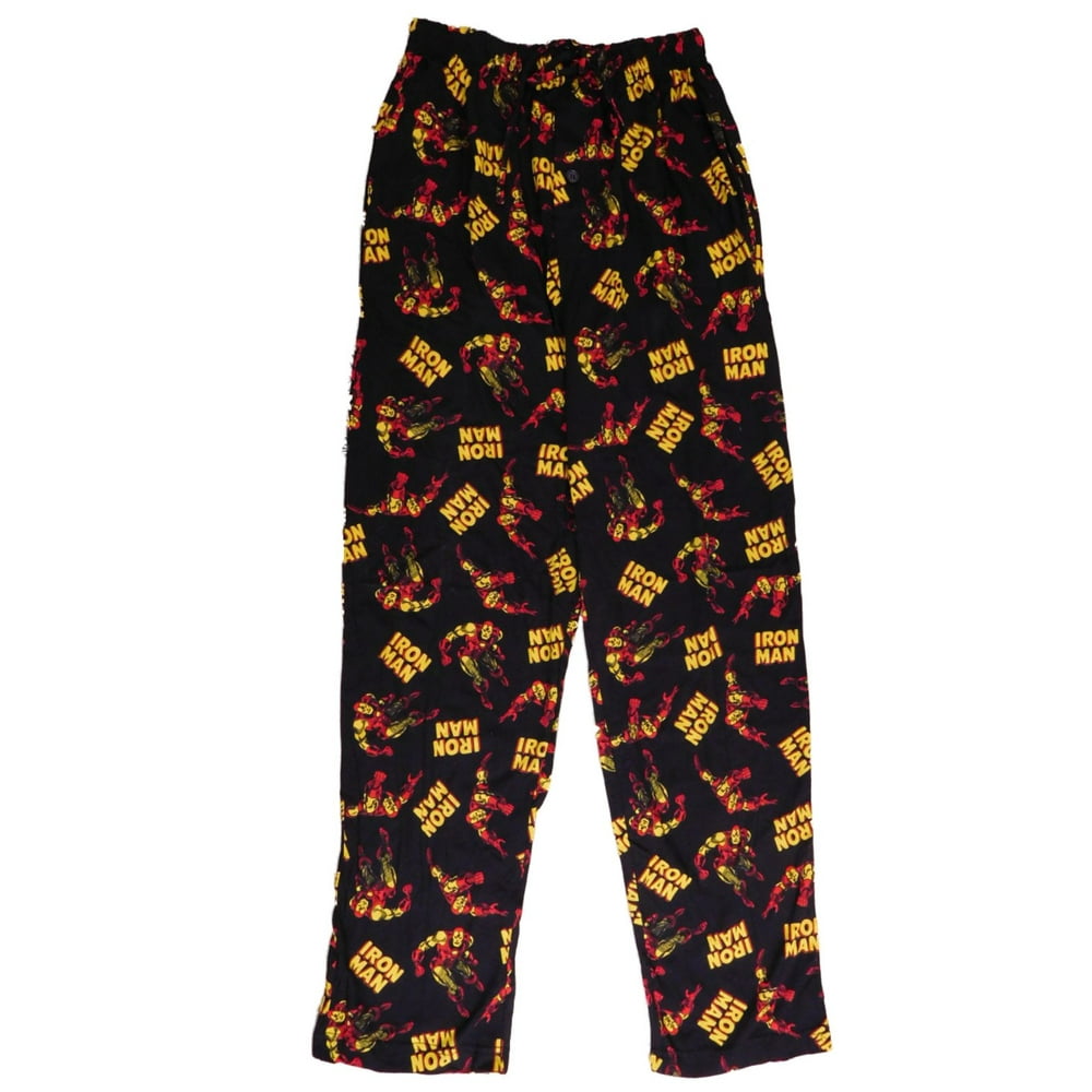 Marvel Mens Black Classic Iron Man Sleep Pants Pajama Bottoms