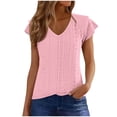 thumbnail image 3 of Avtoify Women's Fashion Summer Solid Color Base Layer T-Shirt Short Sleeve V-Neck Top, 3 of 9