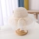 thumbnail image 4 of Sombrero de 51-52cm de circunferencia para niños, sombrero de sol con lazo de malla, protector solar para niñas, sombrilla de playa, sombrero de paja MFZFUKR BST3065025-4, 4 of 5