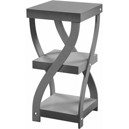 Gray Twisted Side Table - Modern Accent Table 3 Tier Shelf