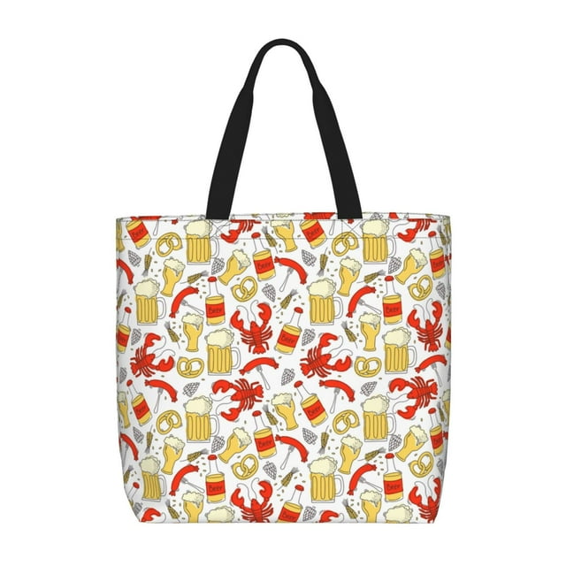 Easygdp Crabs And Beer Bolsa Tote para Mujer, Bolso de Hombro para Trabajo, Playa, Viajes, Compras y Supermercado