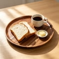 thumbnail image 4 of Round Acacia Wood Serving Tray, 11.8in Natural Grain Decorative Wooden Platter for Tea, Fruit, Snack, Breakfast, Home Cafe Table Decor, 4 of 6