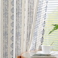 thumbnail image 3 of Cortinas Boho de Mezcla de Lino Jinchan para Sala - Estilo Farmhouse Azul, 90 Pulgadas de Largo, Rayas Geométricas y Mudcloth con Ojales - 2 Paneles Azul sobre Beige, 3 of 9