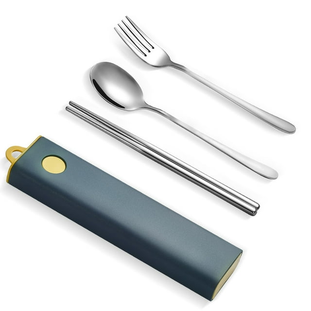 Conjuntos de vajillas Utensilios de cocina 304 Utensilios de acero inoxidable Conjunto de kits de vajilla portátiles Cucharas irrompibles con caja Camping tipo 5 Eigraketly HA012710-05