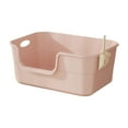 thumbnail image 1 of Caja de arena abierta para gatos de interior con asas huecas, contenedor de arena para gatos, bandeja de arena de tamizado frontal bajada portátil en, 1 of 8