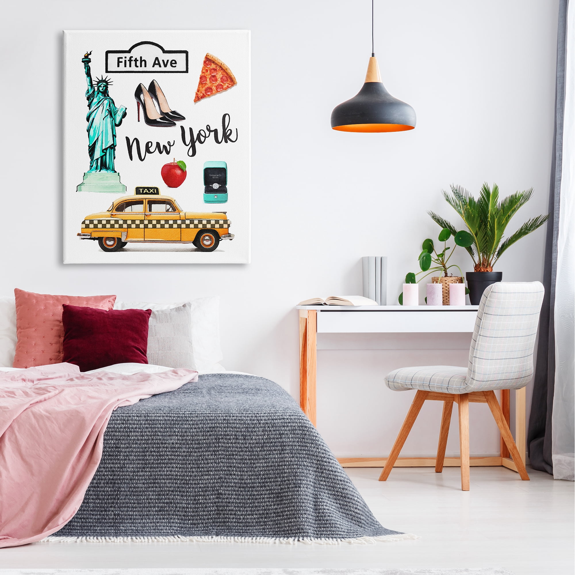 Stupell Industries New York Glam Travel Town & City Painting Gallery Wrapped Canvas Art Print Wall Art, 36 x 48