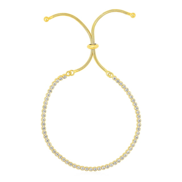 ADJ Tennis Bracelet Cubic Zirconia Yellow String Clasp 9.25 4.2 gr