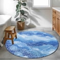 thumbnail image 4 of Summer Sea Corals Round Living Room Rugs 4 ft, Nautical Coastal Abstract Watercolor Ocean Waves Washable Area Rug with Non-Slip Sturdy Edge Binding Round Carpet for Entryway Kitchen Bedroom Bathroom, 4 of 9