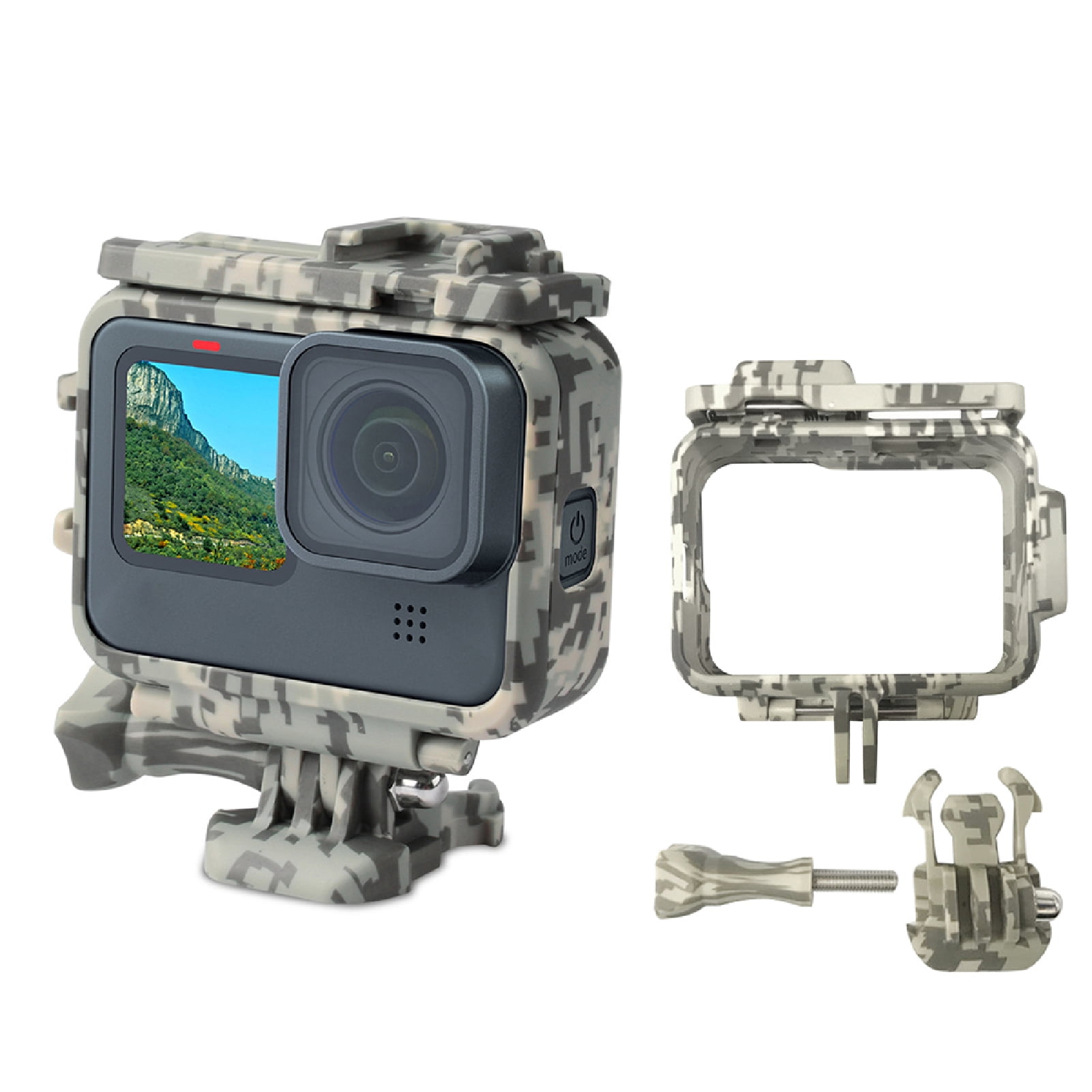 Camo Camouflage Case for GoPro Hero 12 11 10 9 Black Protective Cover Frame  Glass Screen Protector for Go Pro 9 11 Accessories