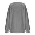 thumbnail image 4 of BiZtdJrK Women's Full Zip Hooded Sweatshirt Long Sleeve Oversized Drawstring Hoodies with Pockets Lightweight Solid Color Workout Loungewear Gray L, 4 of 7
