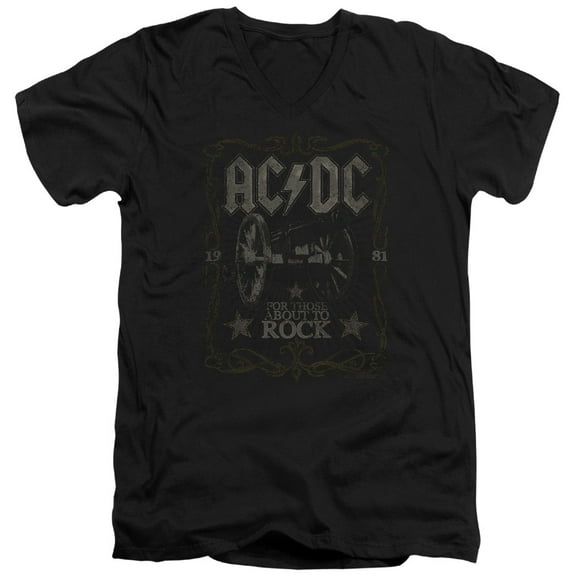 Acdc - Rock Label - Slim Fit V Neck Shirt - X-Large