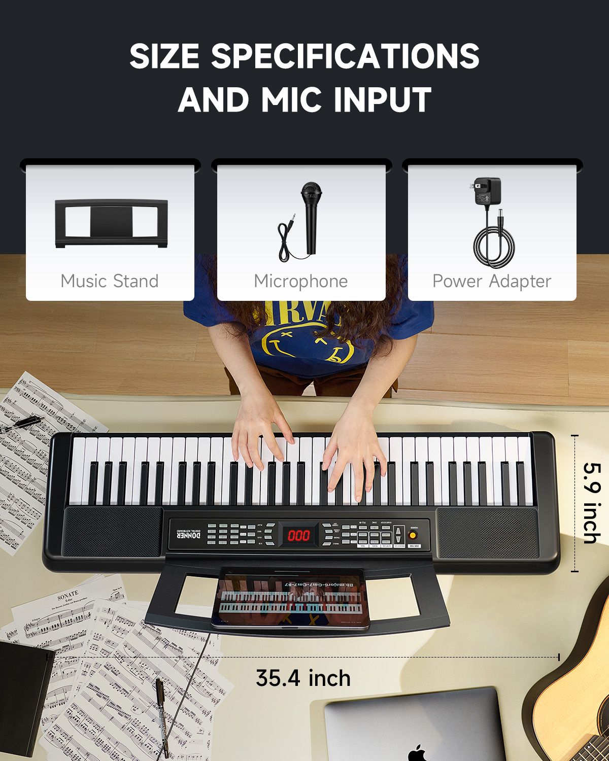 Donner DEK-100 61-Key Electric Keyboard with Microphone photo 2