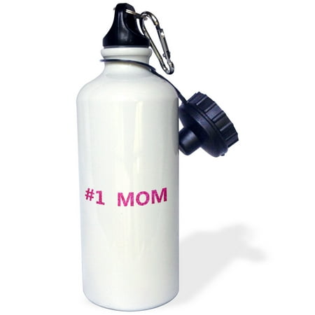 3dRose #1 Mom - Number One Mom in hot pink small print text - for worlds greatest and best Mothers day, Sports Water Bottle,