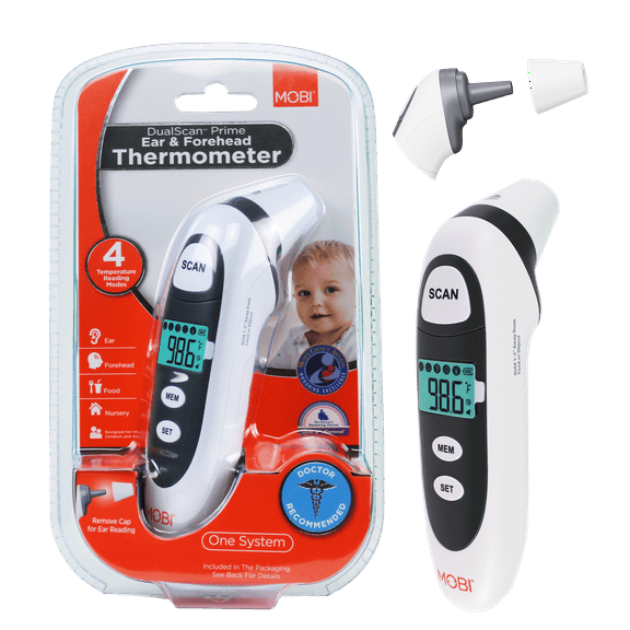 MOBI DualScan Prime Ear & Forehead Thermometer with Object Temperature Readings for all ages
