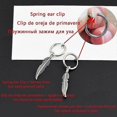 thumbnail image 5 of Pendientes de moda punk para hombre, con borlas de plumas, cadena larga, colgante de acero inoxidable, pendiente de botón, unisex, tendencia rock, hipster, clip para la oreja, regalo, color cruz A, 5 of 5