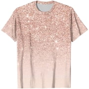 JINMGG Womens Tops Blouses for Women Plus Size Fashion Casual Solid Color Printing V-Neck Short Sleeve T-Shirt Tops on