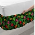 thumbnail image 2 of Tropical Bed Skirt, Repeating Colorful Summer Themed Pattern with Exotic Plants Leaves and Flowers, Elastic Bedskirt Dust Ruffle Wrap Around for Bedding Decor, 4 Sizes, Multicolor, by Ambesonne, 2 of 2