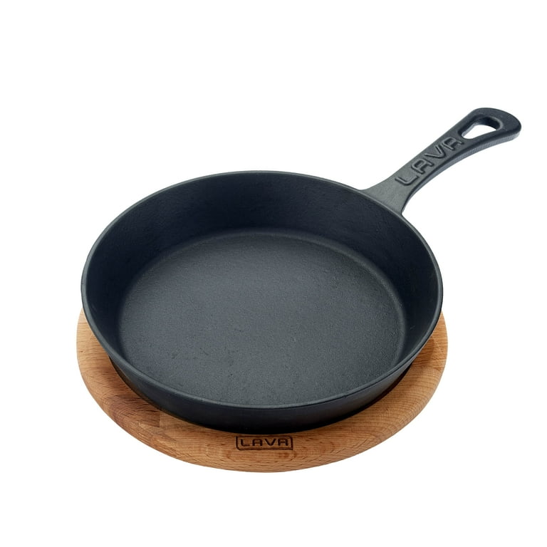 LAVA CAST IRON Lava Enameled Cast Iron Skillet 6 inch-Dish with Beechwood  Service Platter