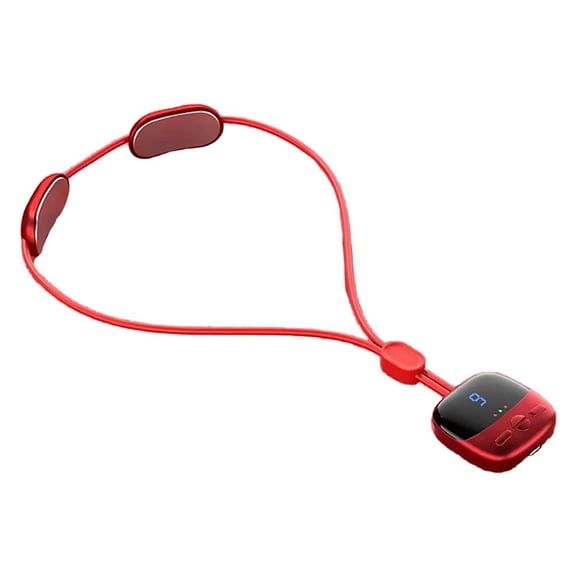 Red Smart Neck Massager with Heat, Portable Cervical Traction Device, Pulse Therapy Pendant for Neck Pain Relief, Gift