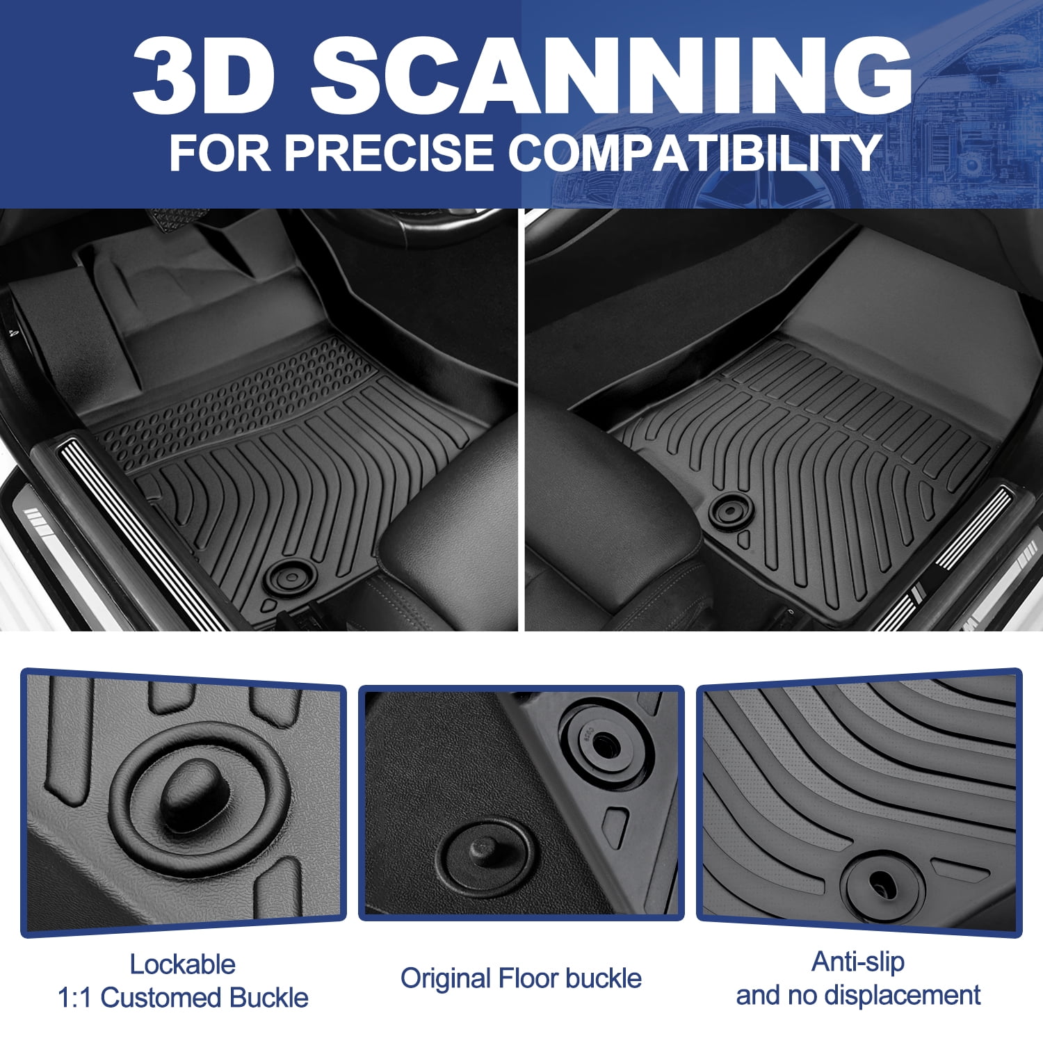 Canvcle Custom Fit for Floor Mats Toyota Camry 2015 2016 2017 Accessories All Weather Floor Liners Front & 2nd Row TPE Waterproof Fit for Hybrid and Non-Hybrid Models