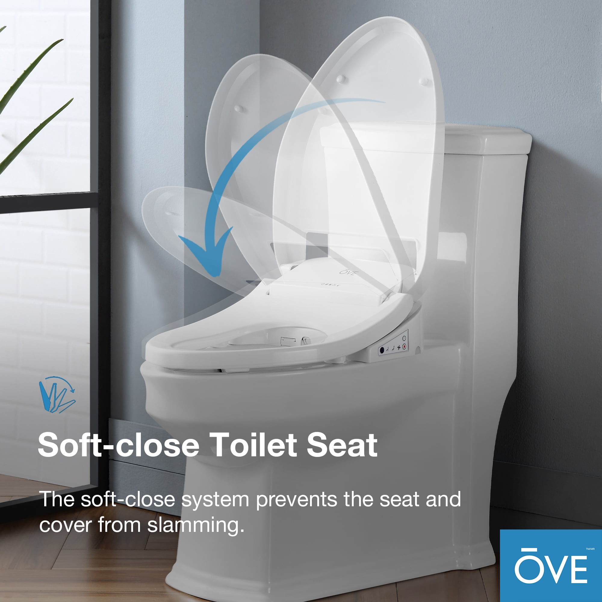 Ove Decors Calero Electric Bidet Elongated Toilet Seat, White