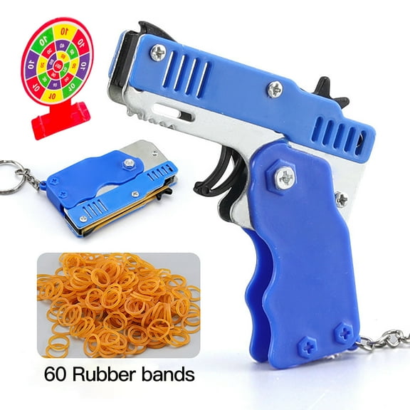 Metal Po-p-up Fidget Pendant Toy, Foldable rubber band g-un, Burst Rubber Keychain - Portable Stress Relief for Kids & Adults