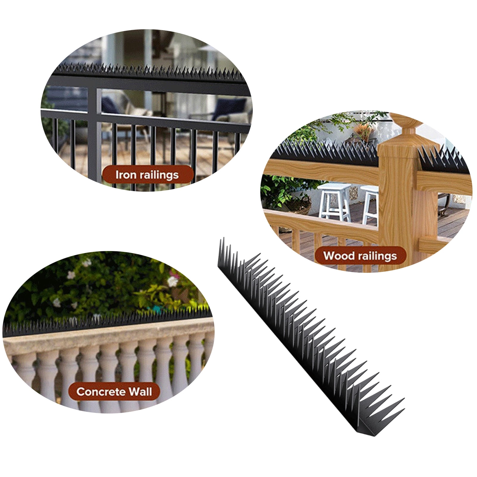 RUISINERY 6 Pieces Metal Security Fence Spikes AntiClimb Wall Spikes for Outdoor Use with Easy Installation Birds