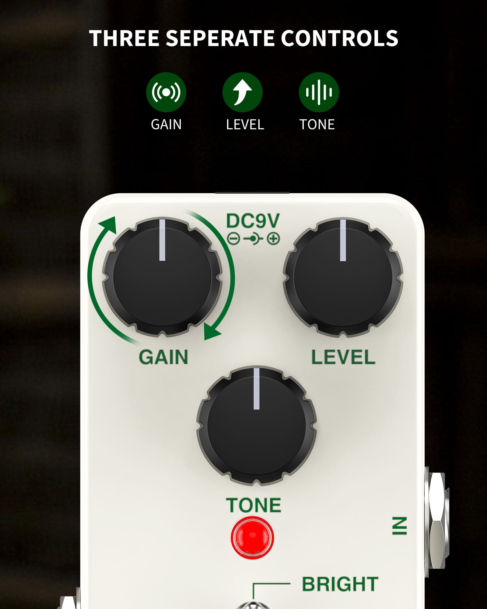 POGOLAB Overdrive Pedal Overdrive Guitar Pedal with Two Effects Bright and Flat True Bypass DC 9V Mini Pedal for Electric Guitar