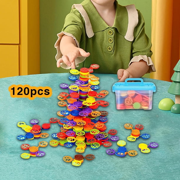 Juguetes de construcción apilables de árboles, juguetes educativos interactivos de construcción de edificios Montessori, bloque de equilibrio para niñ 120 piezas
