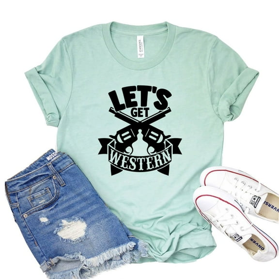 Let's Get Western Shirt Women's Cowgirl Tee Farm Shirts Texas Girl Gift Horse T-shirt Country Girl Tshirt