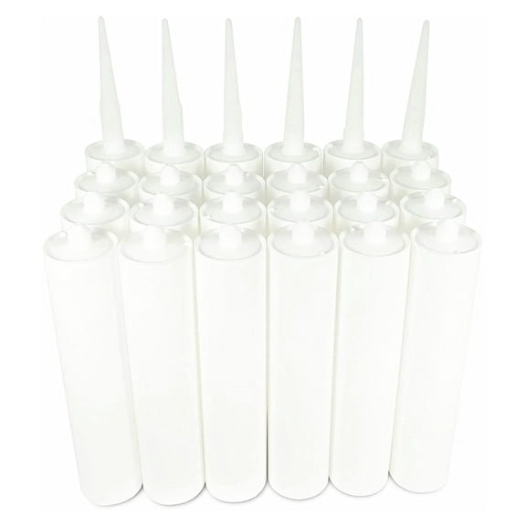Empty Fillable Plastic Caulk Tube 300 ml. Also Know as 10 oz. 11 oz. and Pint Size Caulk Tube with Removable Tip (24 Pack)