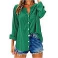 thumbnail image 6 of Bxsruta Summer Tops for WomenWomen's V-Neck Long Sleeve Loose Button And Linen Tunic Summer Blouse With Pocket, 6 of 7
