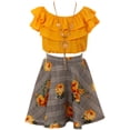 thumbnail image 1 of Little Girl 3 Pieces Girls Ruffle Top Flower Skirt Party Clothing Dress Set Mustard 6 JKS 2130S BNY Corner, 1 of 5