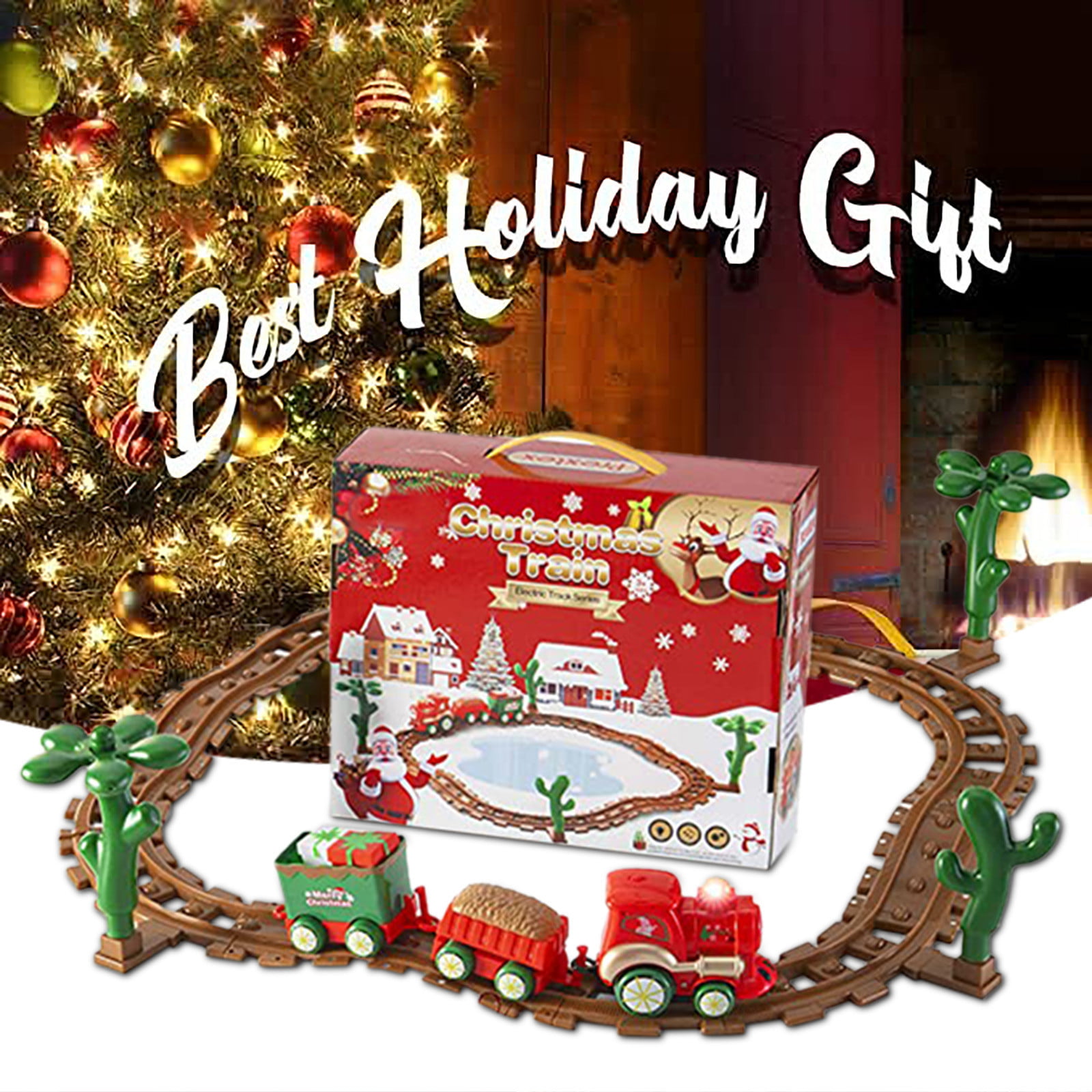 Battery Operated Large Christmas Train Track Set With Sound Light Children Gift 