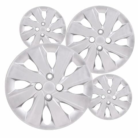 Fuel Rider Set of 4 15 inch Silver Snap-On Hubcaps With 8 Directional Spoke Compatible With 2018-2020 Kia Rio S Standard Steel Wheel Covers