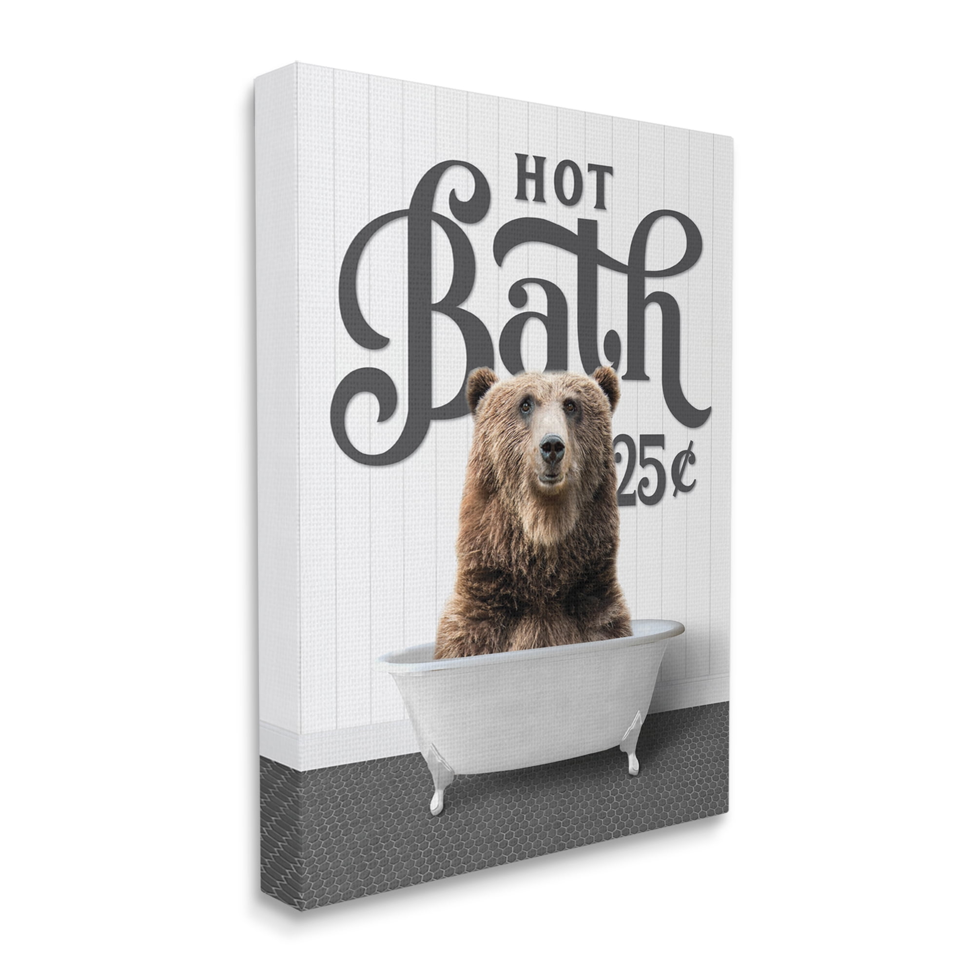 Stupell Industries Vintage Bear Bathtub Animals & Insects Painting Gallery Wrapped Canvas Print Wall Art, 16 x 20