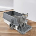 thumbnail image 6 of Kalolary Stainless Steel Litter Box, XL 22.9”x15”x 10.3” High Sided Metal Cat Litter Tray with Scoop, Filter Pedal for Anti-Splash, Odor-Free, Non-Sticky, Easy to Clean (Dark Grey), 6 of 6