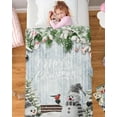 thumbnail image 4 of Merry Christmas Throw Blankets, Xmas Snowman Snowy Pine Tree Soft Fleece Blanket Decorative for Home Sofa Couch Chair Living Bedroom,30x40 Inches, Blue Winter, 4 of 6